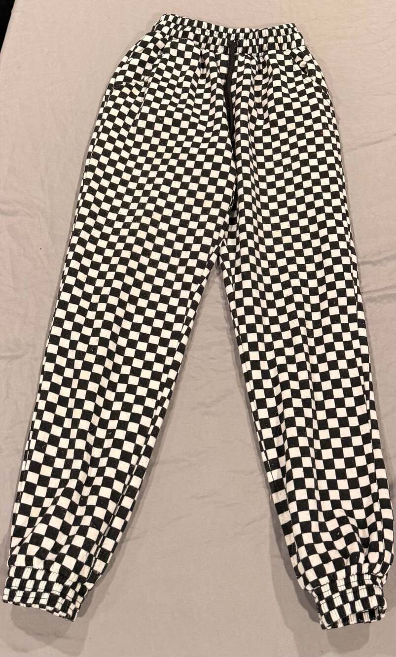 Justify Black and White Checkered Drawstring Jogger Pants Size S